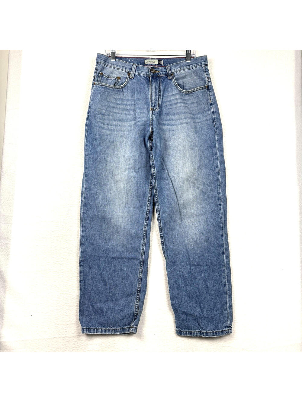 Y2K Anchor Blue Mens 33x30 Baggy Relaxed Fit Skater Denim Jeans 00s 90s